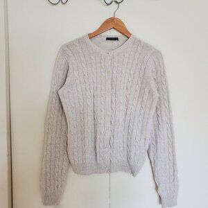 Brandy Melville Wool-Blend Cable Knit Cardigan in Heather Light Grey